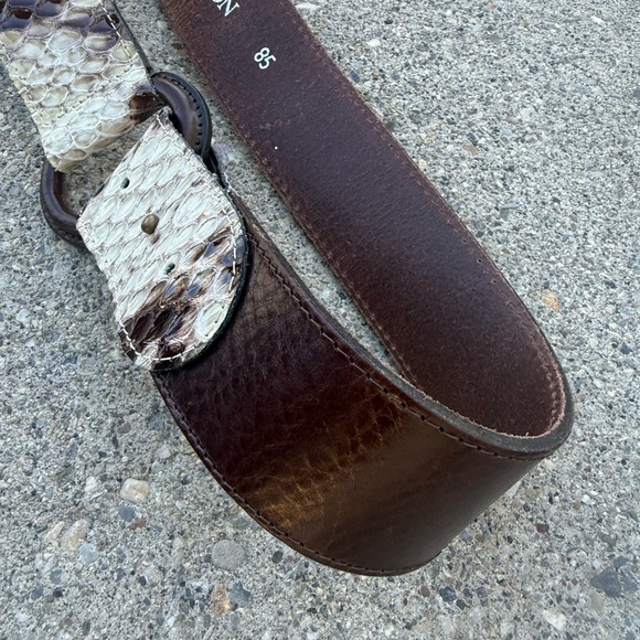 Leon size S made in Italy Lux snakeskin and leather Textured Women's Belt - Picture 3 of 15